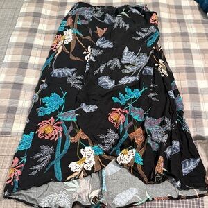 Lovestitch Asymmetrical Black Skirt with Floral Design